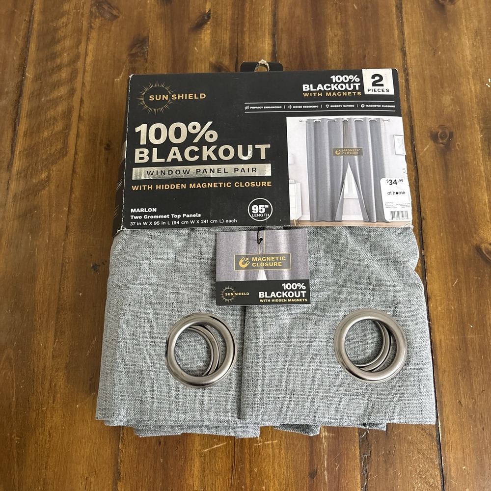 Sun Shield Marlon 100% Blackout Window Panels Gray 37x95 Double Grommet Top
